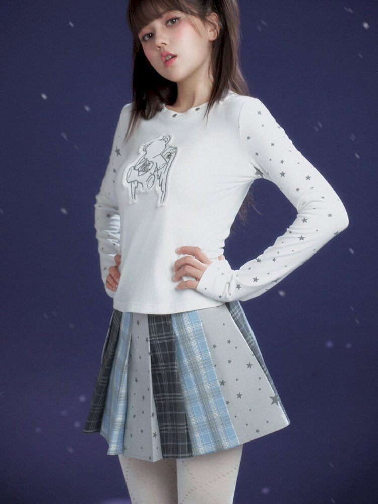 Star Gummy Splicing Pleated Skirt【s0000015438】