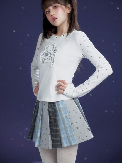 Star Gummy Splicing Pleated Skirt【s0000015438】