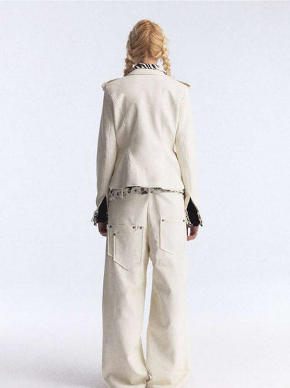 Zebra Stitching Leather Jacket【s0000015391】