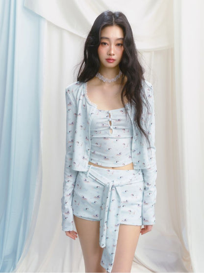 Printed Top Jacket Three Piece Set【s0000012159】