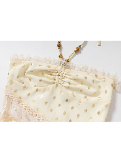 Lace Halter Neck Strapless Dress【s0000012786】