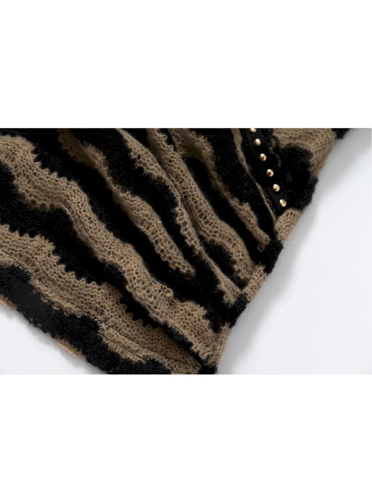 Two-Piece Set Striped Knit Top【s0000013953】