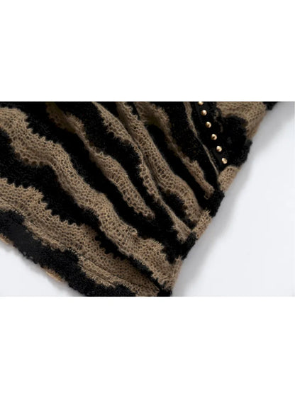 Two-Piece Set Striped Knit Top【s0000013953】