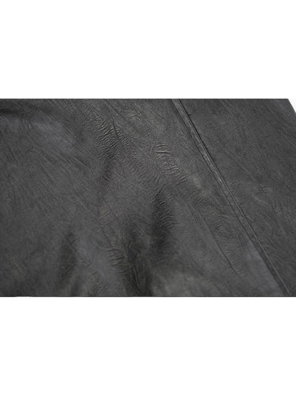Loose black myriad leather jacket【s0000013885】