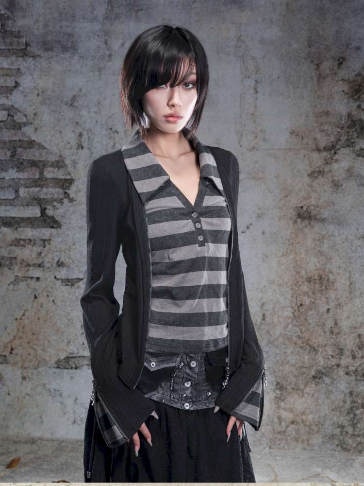 V-Neck Pullover Long-Sleeve Knit Top【s0000014492】