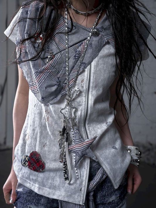 Five-pointed star lace sparkling diamond necklace【s0000012779】