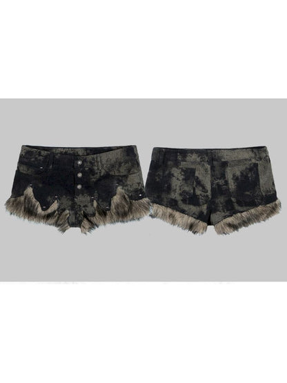 FUR LOW-RISE CASUAL SHORTS [S0000010497]