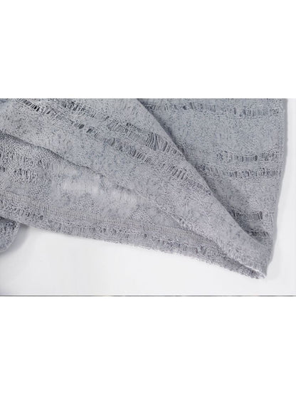 Ruffle Misty Blue Hooded Tunic【s0000012642】