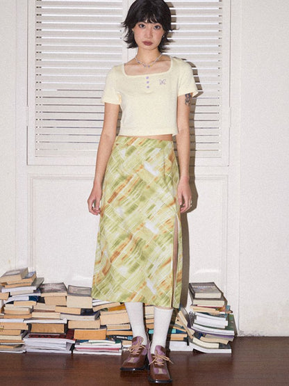 Printed Split Halter A-Line Casual Skirt【s0000008832】