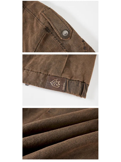 Padded Collar Patchwork Washed Denim Jacket【s0000014069】