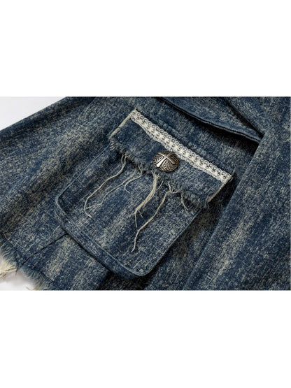 Hooded washed denim shirt dress skirt【s0000012784】