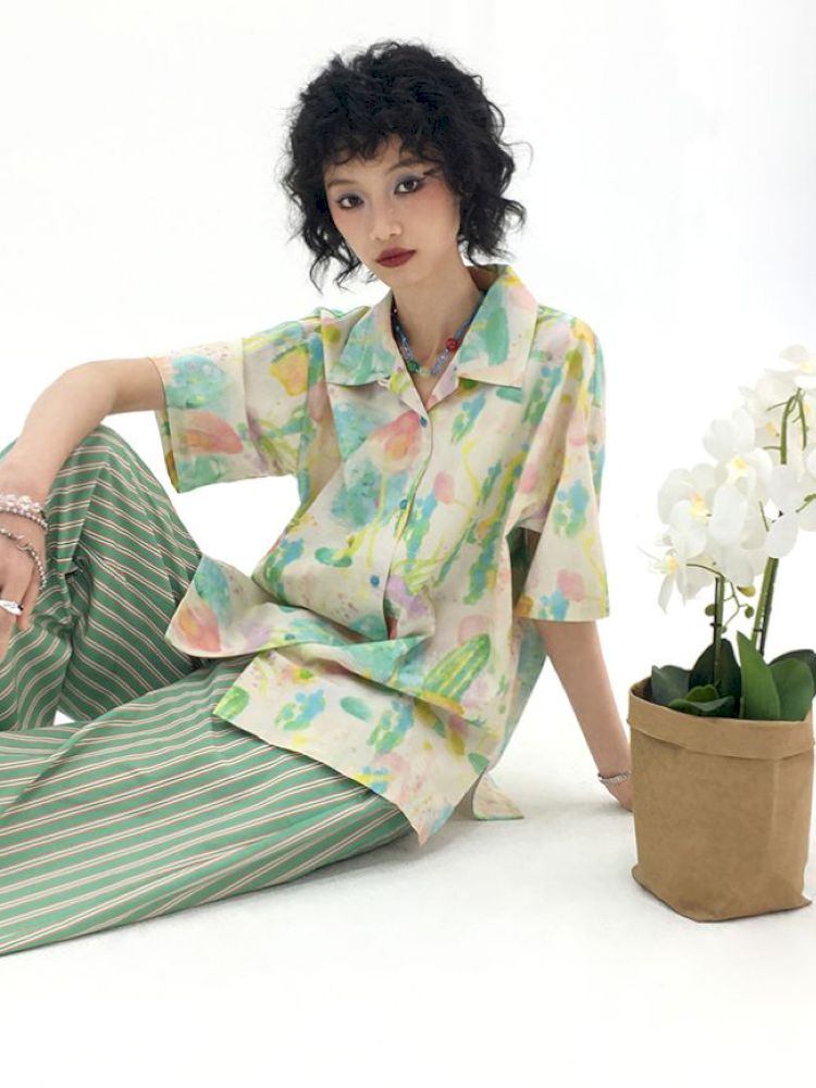 Full-print short-sleeved shirt【s0000012951】