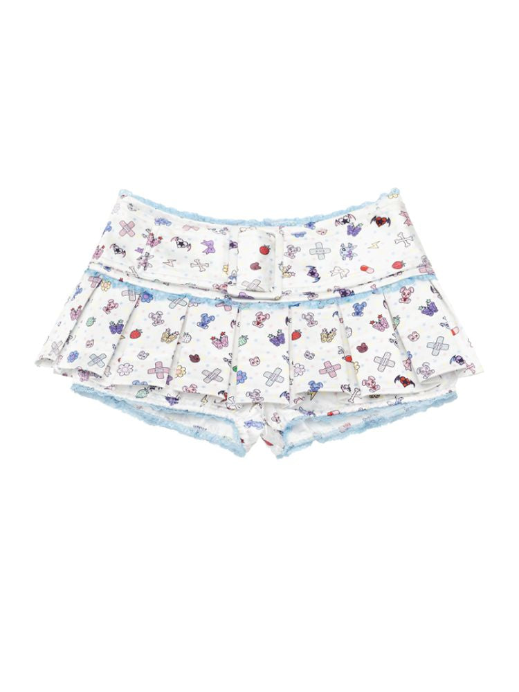 Small appliqué print pleated skirt【s0000012590】