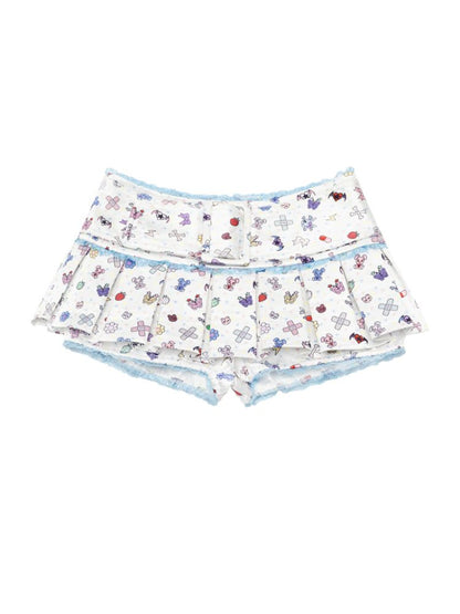 Small appliqué print pleated skirt【s0000012590】