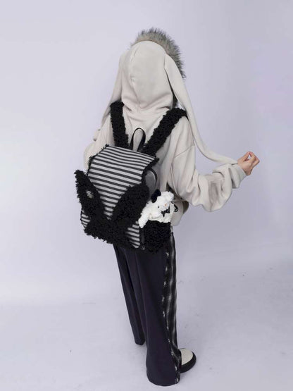 Rabbit Ears Fur Computer School Bag【s0000014615】