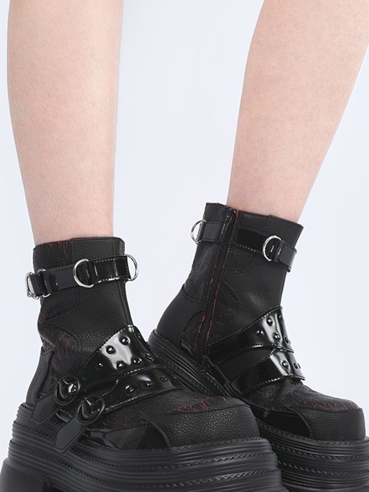 Black Cool Square Toe Martin Boots【s0000013707】