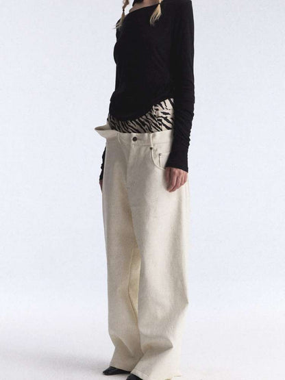 Irregular Zebra Wide Leather Pant【s0000015392】