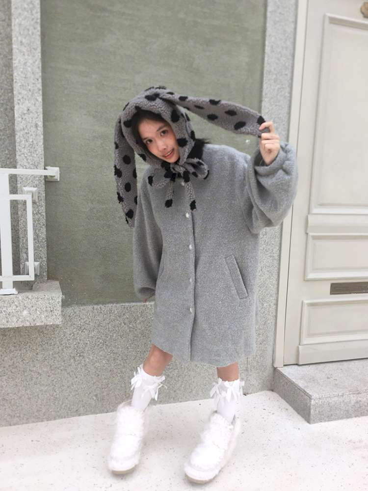 Polka Dot Shearling Rabbit Ear Hat【s0000014528】