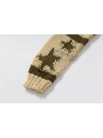 Striped knit loose bat-sleeve sunscreen hoodie【s0000012319】