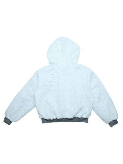 Mint Green Cotton Star Plush Hooded Jacket【s0000014693】