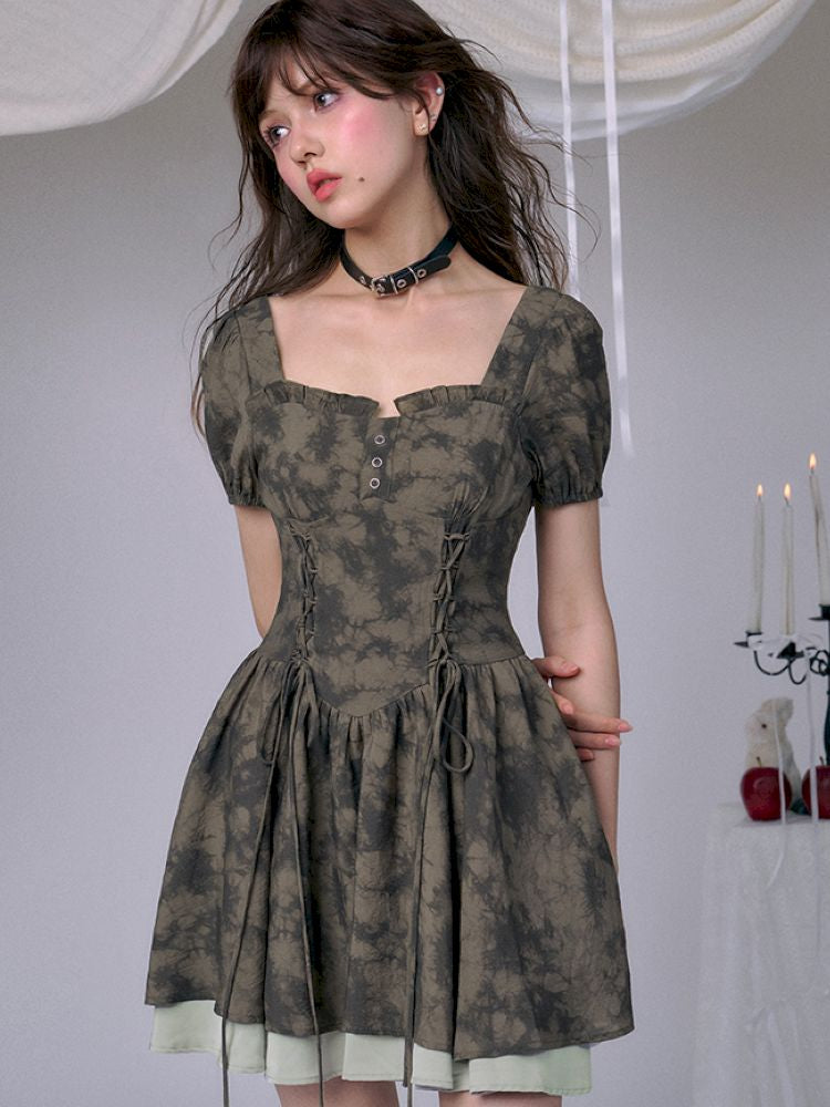 Romantic fairy sense tie-dye printing dress【s0000013371】