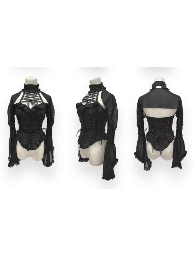 Cross Cut Out Jacquard Halter Gothic Coat【s0000014685】