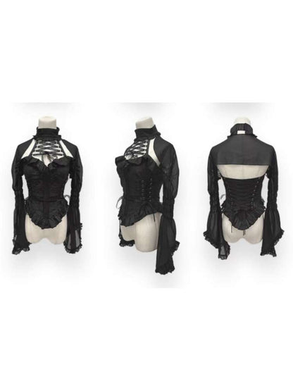 Cross Cut Out Jacquard Halter Gothic Coat【s0000014685】