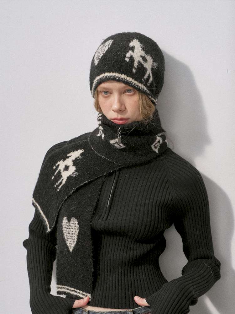 Love Pony Knitted Plush Hat Scarf【s0000015217】
