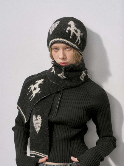 Love Pony Knitted Plush Hat Scarf【s0000015217】