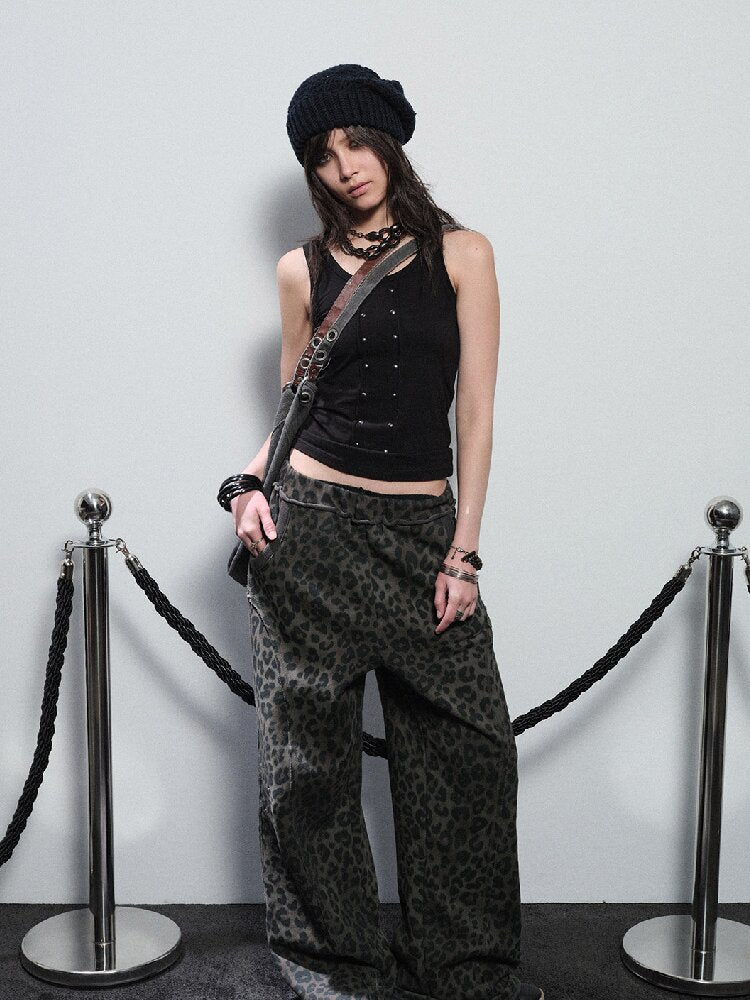 Leopard Print Studded Trousers【s0000016240】