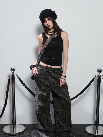 Leopard Print Studded Trousers【s0000016240】