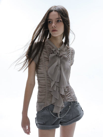 Handmade Ruffled Chiffon Shirt【s0000016565】