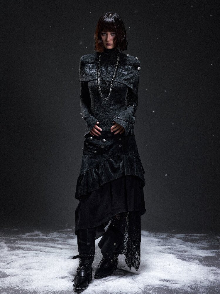 Dark Court Suede Patchwork Skirt【s0000019295】