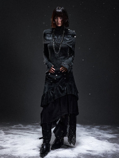 Dark Court Suede Patchwork Skirt【s0000019295】