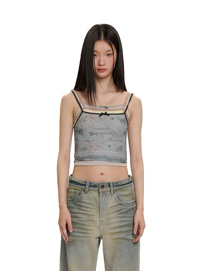 Three pieces of material splicing camisole【s0000012511】