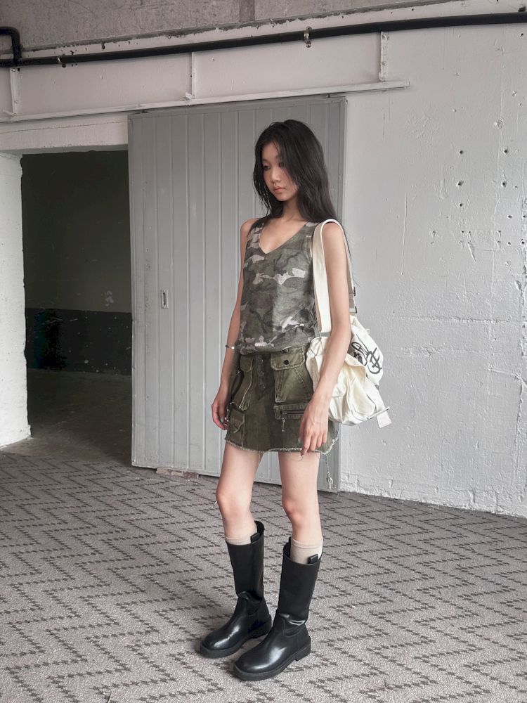 V-Neck Sports Camouflage Embroidered Vest T-Shirt【s0000008501】