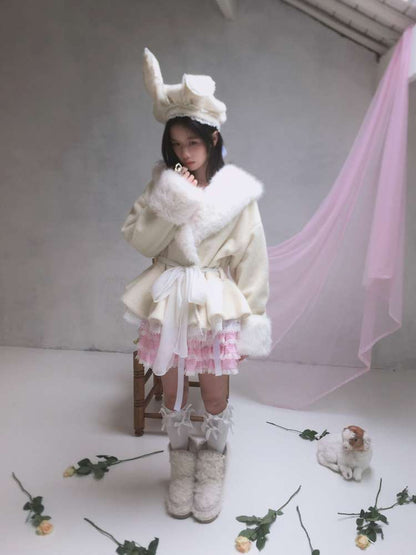 Rabbit-Eared Bendable Lace Beret【s0000014524】