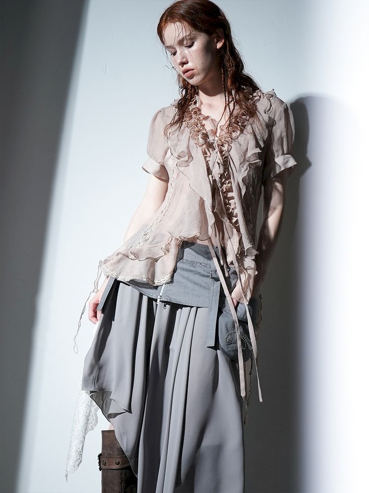 Multi-Layer Ruffled Irregular Hem “Jellyfish” Shirt【s0000012831】