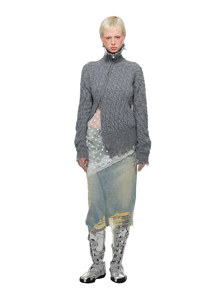 Slant Placket Knit Cardigan【s0000011576】