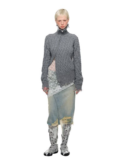 Slant Placket Knit Cardigan【s0000011576】