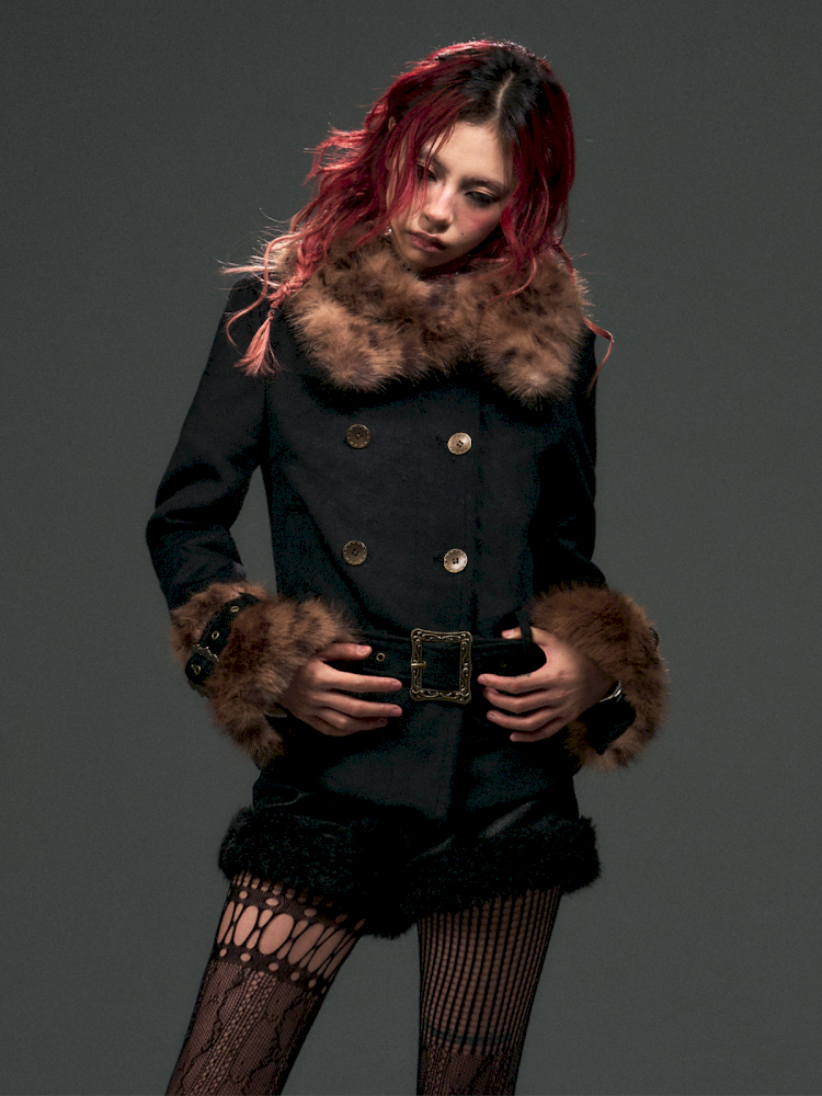 Vintage Leopard Fur Short Wool Coat【s0000015092】