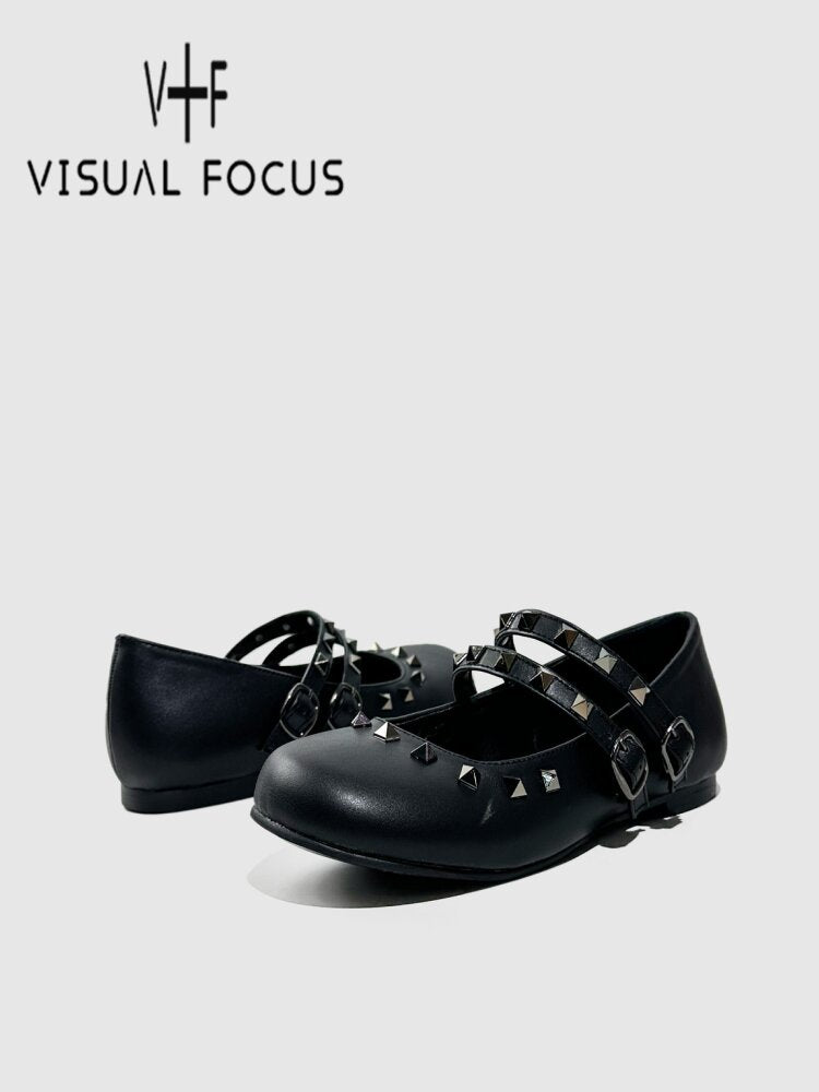 Vintage Rivet Flat Ballet Shoes【s0000015705】