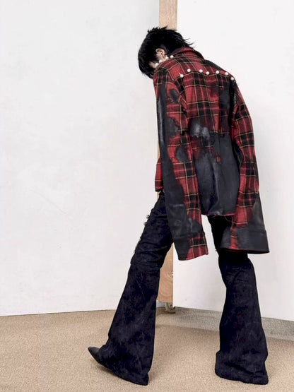 Ripped Print Destroyed Slim Flare Jeans【s0000013717】