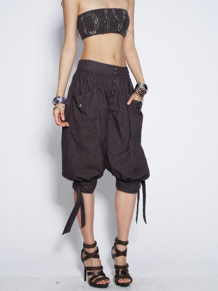 Suit Fabric Lace Up Crop Bloomer【s0000016682】