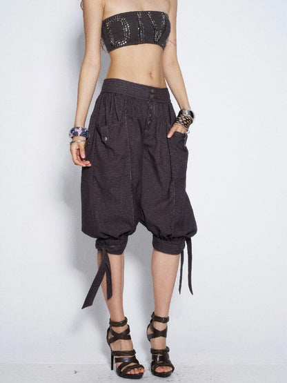 Suit Fabric Lace Up Crop Bloomer【s0000016682】