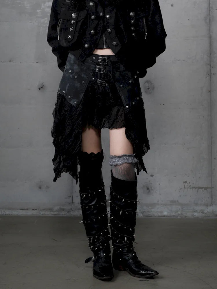 Asymmetrical multi-layer lace skirt【s0000013955】