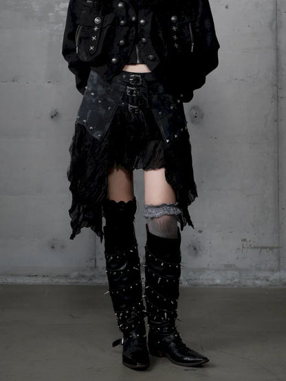 Asymmetrical multi-layer lace skirt【s0000013955】