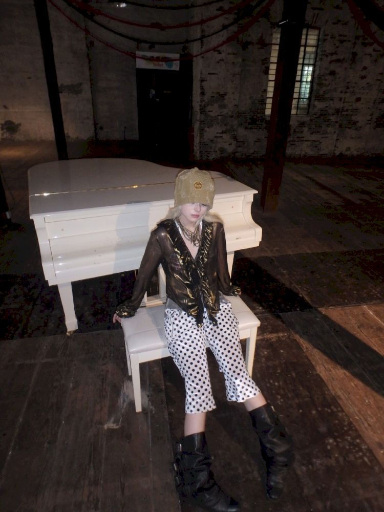 Metal antique bronze broken mesh cardigan【s0000013177】