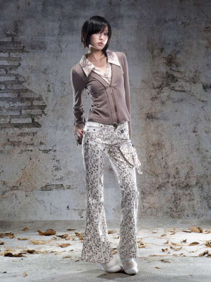 Straight-Leg Flared Low-Rise Pants【s0000014487】