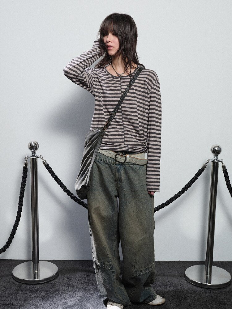 Striped Hooded Punk Long T Shirt【s0000016242】
